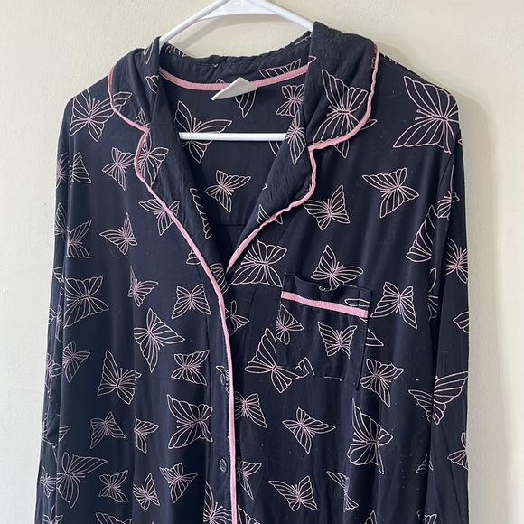 Soma Cool Nights Long Sleeve Grosgrain Trim Notch Collar Pajama Top Size Large - Picture 5 of 10